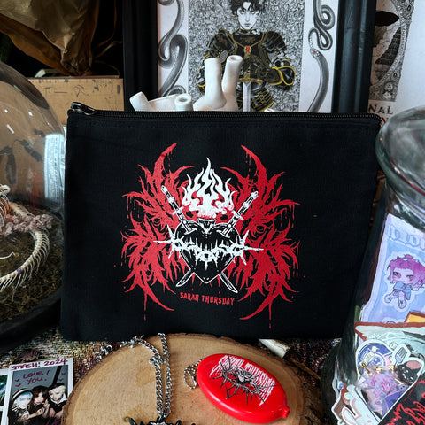 "SACRED" Black Zipper Pouch